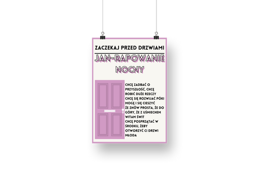 plakat ZACZEKAJ PRZED DRZWIAMI (JAN)